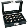 3 Row Ring Jewelry Display/Storage Glass Top Wood New