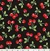 45'' Wide Cherries Black Fabric By The Yard