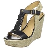 Nine West Womens Keenster T-Strap Wedge Sandal