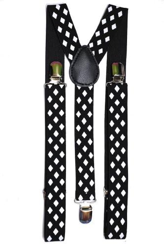 AJ Accessories Youth Boys Harlequin Adjustable Nylon Suspenders (Black)