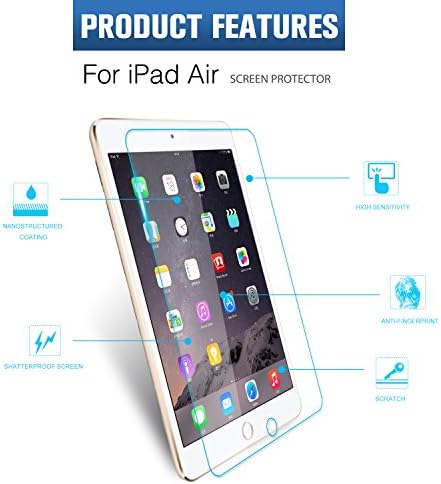 iPad Air Screen Protector, iRAG® 0.33mm 9H Premium Tempered Glass Screen Protector for Apple iPad 6 | iPad Air 2 | iPad Air [9.7 inch display] - Protect Your Screen from Drops, Scratches and Shatterproof