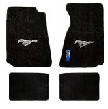 94-04 Mustang 4pc Black Floor Mats with Silver Pony Emblem