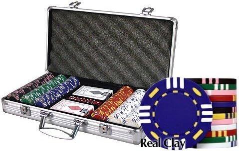 New 300 Real Clay 14 gram Tri Color 12 Stripe Poker Chips Set