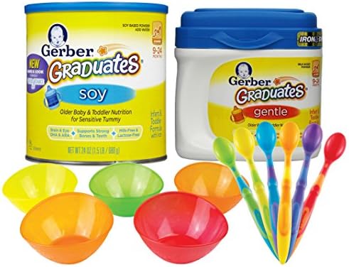 Gerber Graduates Soy + Gentle Infant &amp; Toddler Formula Variety Set with Multi Bowls &amp; Soft Tip Spoons