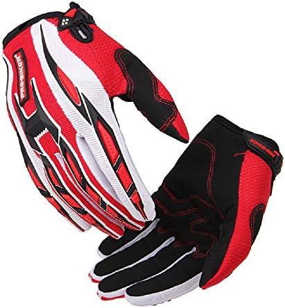 TAIPU Men Women Summer Motorcycle Gloves Breathable Motorbike Racing Gloves Dirt Bike Motocross Off-Road Riding Gloves M L XL (M, Red)