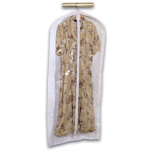 Closet Clothing Protector Storage Garment Bag (48Lx24) Clear w/ White - Household Essentials #10558