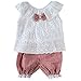 Urparcel Baby Girls Lace Top Hollow Out T-shirt Vest Plaid Shorts Outfits Sets
