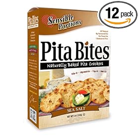Sensible Portions Pita Bites, Sea Salt, 5-Ounce Boxes (Pack of 12) by Sensible Portions