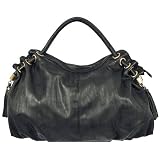 Handbags Online Shop Ranking 30. Large Black Faux Leather Slouchy Tassel Handbag