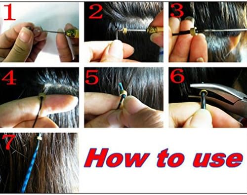 RUNCENT Feather Hair Extensions Tool Kit Pliers Hook&100Pcs Micro Silicone Links