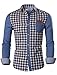 TAM Ware Mens Trendy Slim Fit Two-Toned Checkered Longsleeve Shirt