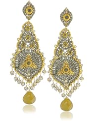 Miguel Ases Long Lotus with Natural Carnelian Drop Earrings