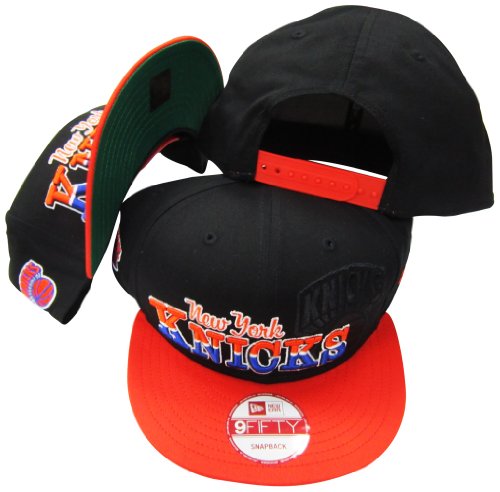New York Knicks Black/Orange Two Tone Plastic Snapback Adjustable Plastic Snap Back Hat / Cap