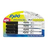 UPC 071641070554 product image for Expo Low Odor Ultra Fine Dry Erase Markers, 4 Black Markers | upcitemdb.com