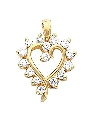 18K Yellow Gold Diamond Heart Pendant - 0.80 Ct. -- LIFETIME WARRANTY