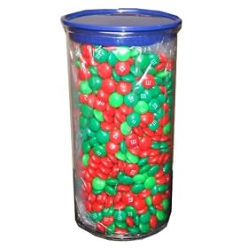 M and M Chocolate Candies Christmas Holiday Assortment 2.75 Pound Jar Present