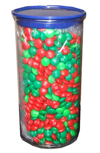 M and M Chocolate Candies Christmas Holiday Assortment 2.75 Pound Jar Present by Master Foods