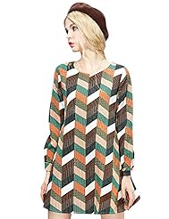 Acrylic Belted Vintage Stretchy Winter General Print  Dress