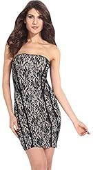 Strapless Lace Polyester Bandeau Neck Cocktail Party Dress/Mini Dress 