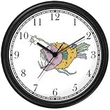 Deep Sea Fish Animal Wall Clock by WatchBuddy Timepieces (Black Frame)
