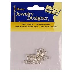 Silver Square Lead Free Cast Metal Spacer Beads