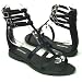 REMAIN Snake Print Gladiator Flat Sandals Black