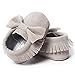Voberry Baby Boys Girls Tassel Bow Soft Sole PU Leather Loafers Moccasin Sneakers (Grey, 12~18 Month)