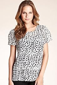 Scoop Neck Short Sleeve Spotted Shell Top