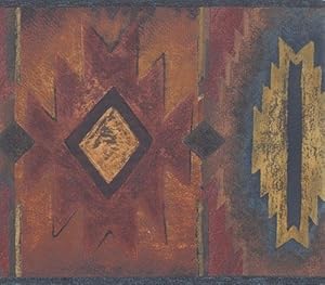 Wallpaper Border Southwestern Southwest Western Design Beige Blue Rusty