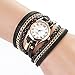Charming Vintage Weave Wrap Leather Chain Bracelet Watch for Womens Ladies