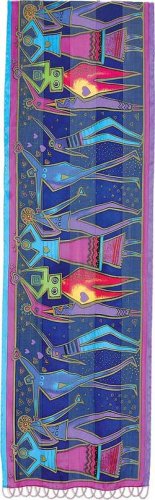 Art Of Human Being Blue Silk Scarf by Laurel Burch