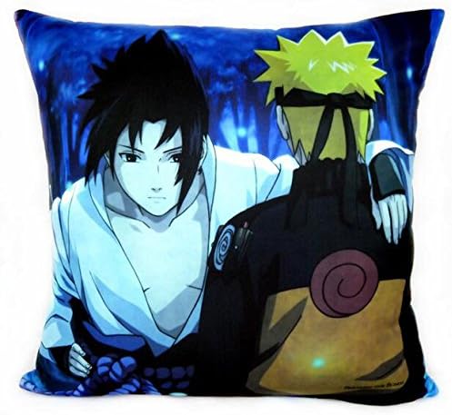 Japanese Anime Naruto Pillow Uzumaki Naruto Sasuke Uchiha Print Throw Pillow (Satin, Single Sided- 17.7*17.7 inch)