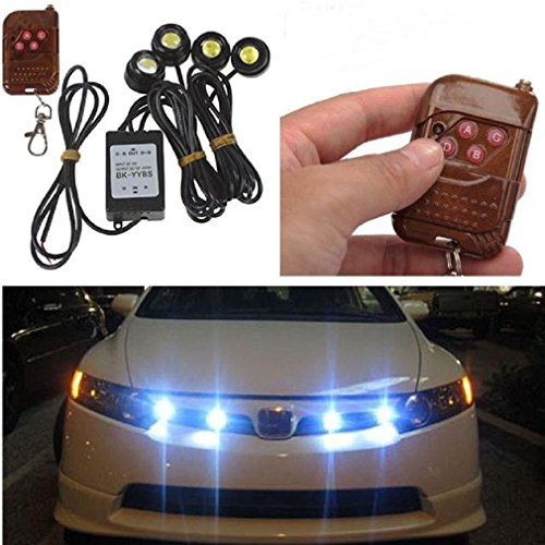 Iuhan® Fashion 4in1 12V Hawkeye LED Car Emergency Strobe Lights DRL Wireless Remote Control Kit