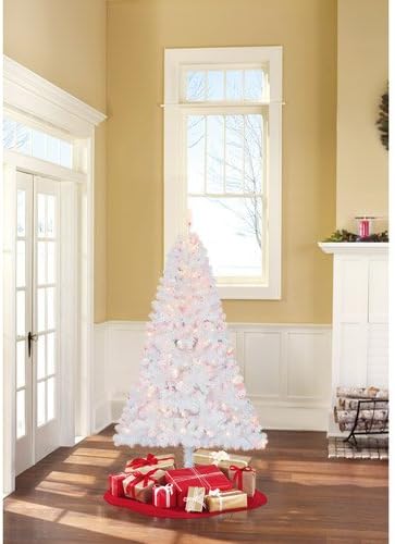 White Madison Christmas Tree 6.5 ft with Multi-Colored Lights