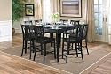 9pcs Contemporary Black Counter Height Dining Table & 8 Stools Set