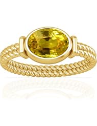 14K Yellow Gold Oval Cut Yellow Sapphire Solitaire Ring