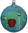 Pack of 6 State of Washington Glass Disk Christmas Ornaments 4.5"