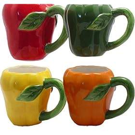 Click here to buy BELL PEPPER 4 pcs Coffee Mugs set Kitchen decor by Housewares.