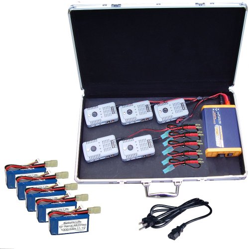 5 pack of Bastens 1300 mAh LiPo batteries and a 5 port charger upgrade with carrying case for the Parrot AR.Drone 2.0 & 1.0 - thats well over an hour of flight time and 1 hour charge time for all five batteries On Sale