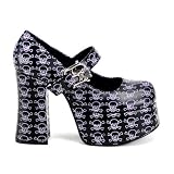 4 1/2 Inch Gothic Shoes Platform Sexy Shoes Skull & Cross Bones Mary Jane Pump Shoes Chunky Heel