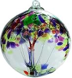 Tree of Life Tree of Enchantment 6" Hanging Witch Ball Ornament by Kitras Art Glass