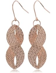 Rose Goldtone Finish Silver Diamond Cut Twist French Wire Earrings