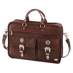 American West Oak Leaf Travel Colletion 6 Compartment Organzied Briefcase