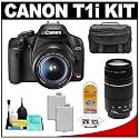 Canon EOS Rebel T1i 15.1MP Digital SLR Camera (Black) with Canon EF-S 18-55mm IS + 75-300mm f/4-5.6 III Lens + (2) LP-E5 Battery Packs + Case + Accessory Kit