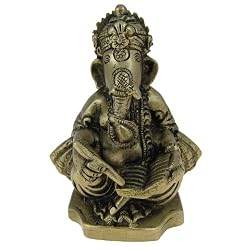 Religious Gift God Ganesha Brass Statue Sculpture for Luck & Well Being