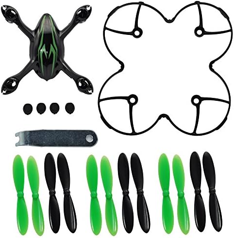 Tritop Hubsan X4 H107C Quadcopter Crash Pack Shell Blades Ruber Feet Propeller Propector and Wrench Set(Black and Green Color)
