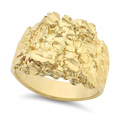 Men's 14k Gold Plated Large Classic Chunky Nugget Ring