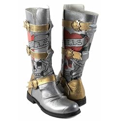 NEW ED HARDY WOMEN'S DAGGER BOOTS - LOVE KILLS SLOWLY - SILVER / GOLD