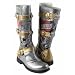 NEW ED HARDY WOMEN'S DAGGER BOOTS - LOVE KILLS SLOWLY - SILVER / GOLD