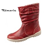 Tamaris Damenstiefel Leder wadenhoch rot Markenmode